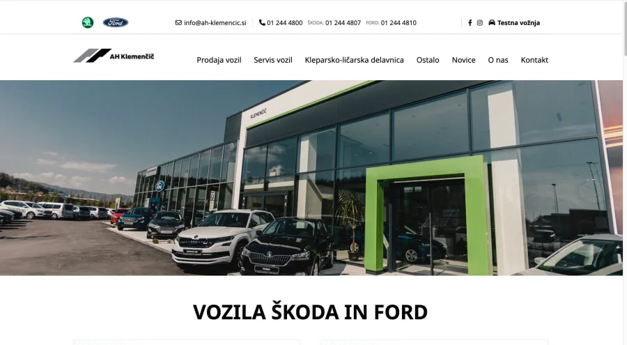 AH Klemenčič: posnetek spletne strani