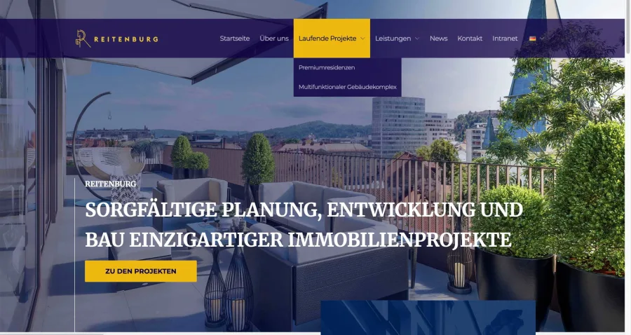 Reitenburg: posnetek spletne strani