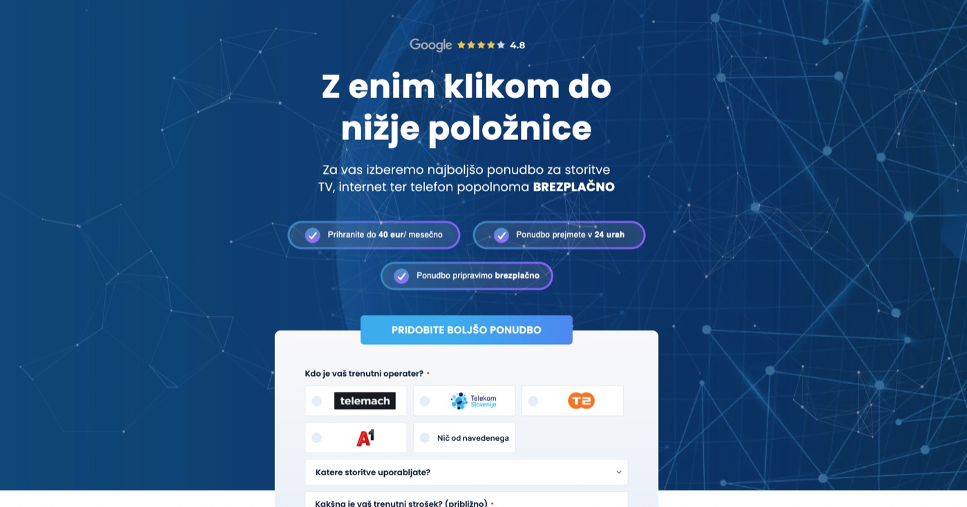 Tellynet: posnetek spletne strani