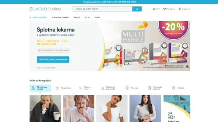 Moja lekarna: posnetek spletne strani