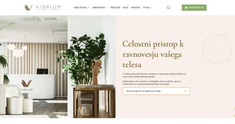 Vibrium: posnetek spletne strani