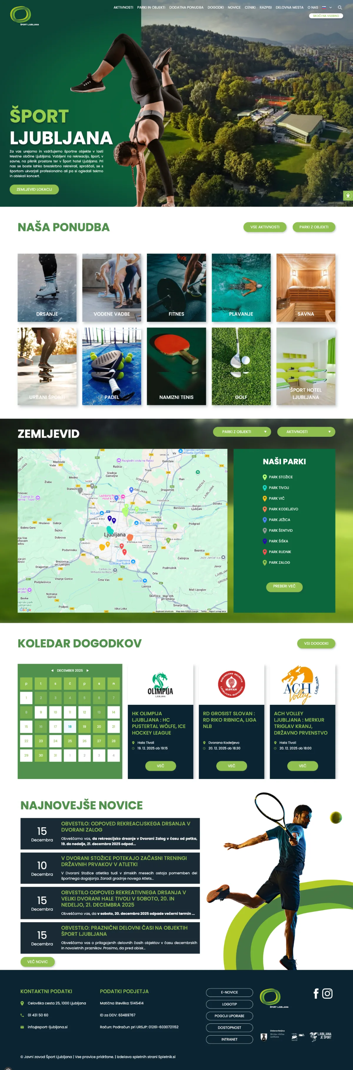 Spletna stran Šport Ljubljana