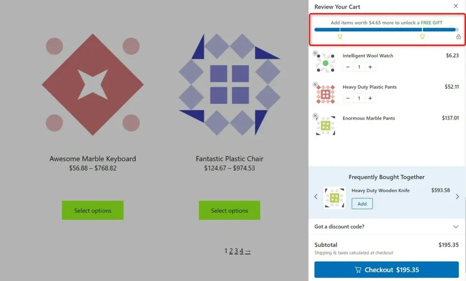 stranska košarica z nagradnim sistemom - funnelKit