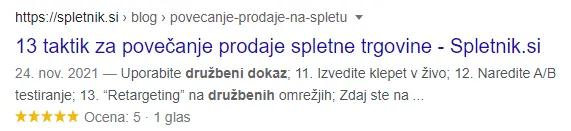Strukturirani podatki (rich snippets) in SEO, slika 5