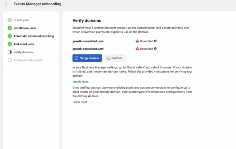 Verifikacija domene za Facebook Pixel