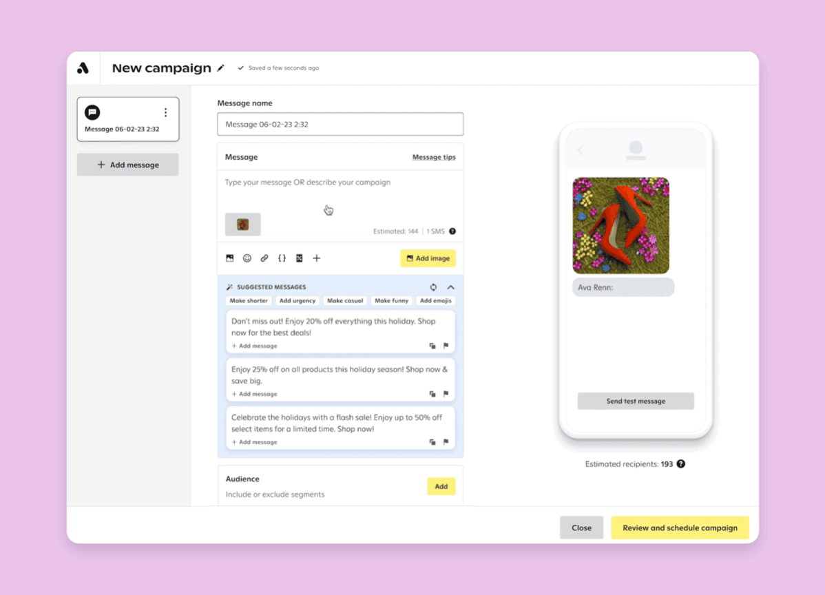 Attentive orodje za sms marketing