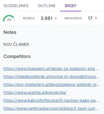 Surfer SEO konkurenčni članki