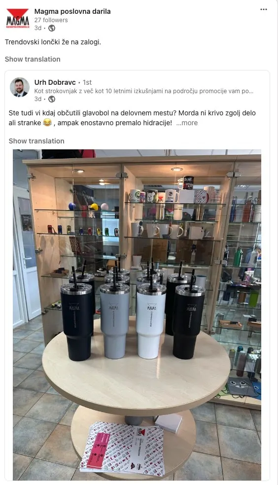 objave na socialnih omrežjih 