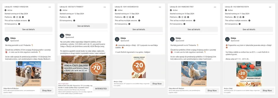 Facebook oglasi za spletne trgovine