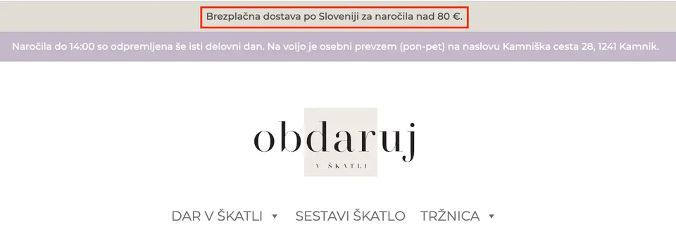 akcija v zgornji pasici