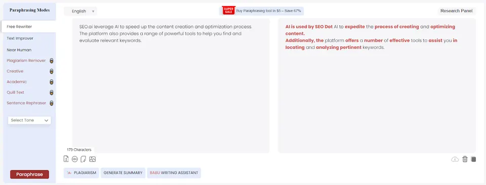 Paraphrasingtool AI orodje za SEO optimizacijo