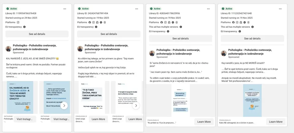 facebook oglasi za psihotreapijo