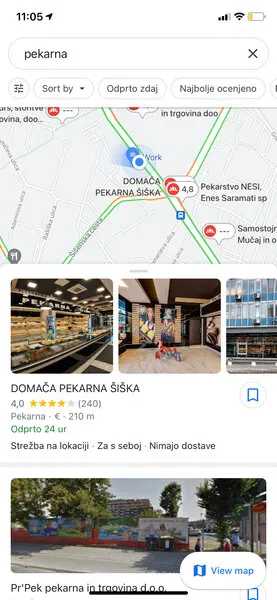 Rezultati GMB v Google Maps