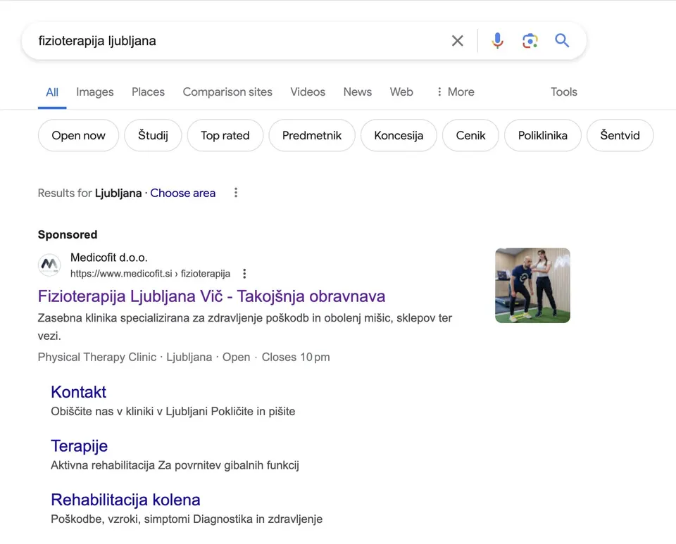 google oglas na prvi strani googla 