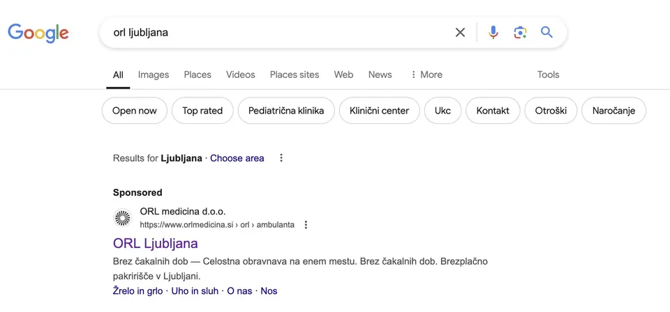 google oglaševanje za zdravstvo