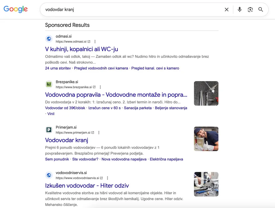 Google oglas na prvi strani