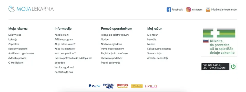 hitre informacije v spletni trgovini