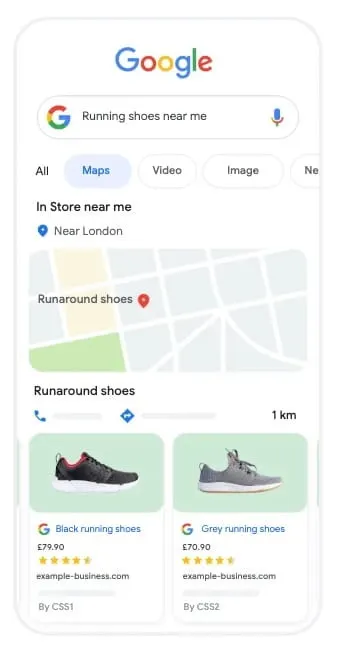Google Shopping oglasi zemljevid