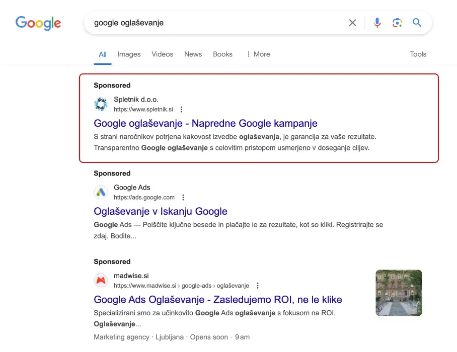 iskalna google ads kampanja