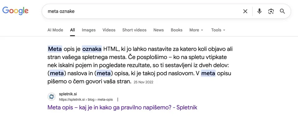 kaj je meta opis