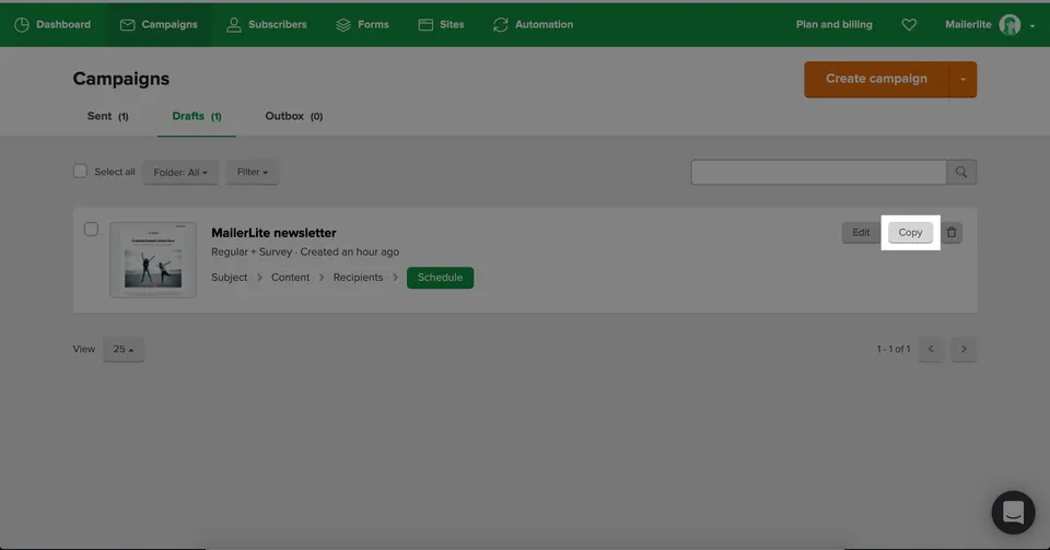 kopija e-mail kampanje