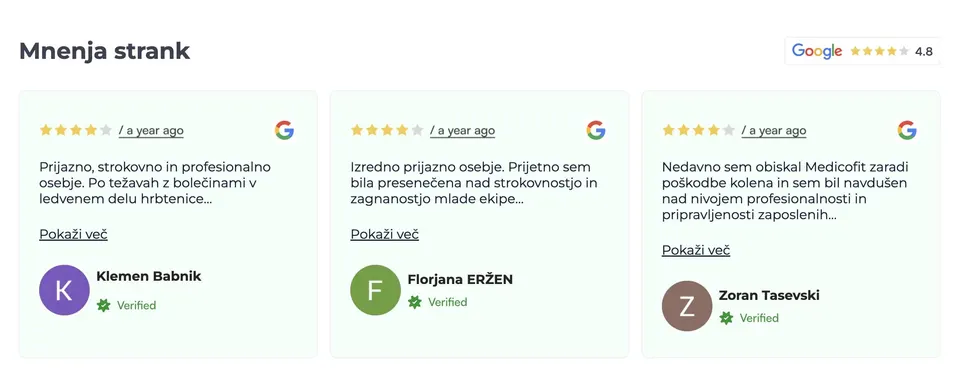 mnenja strank na spletni strani