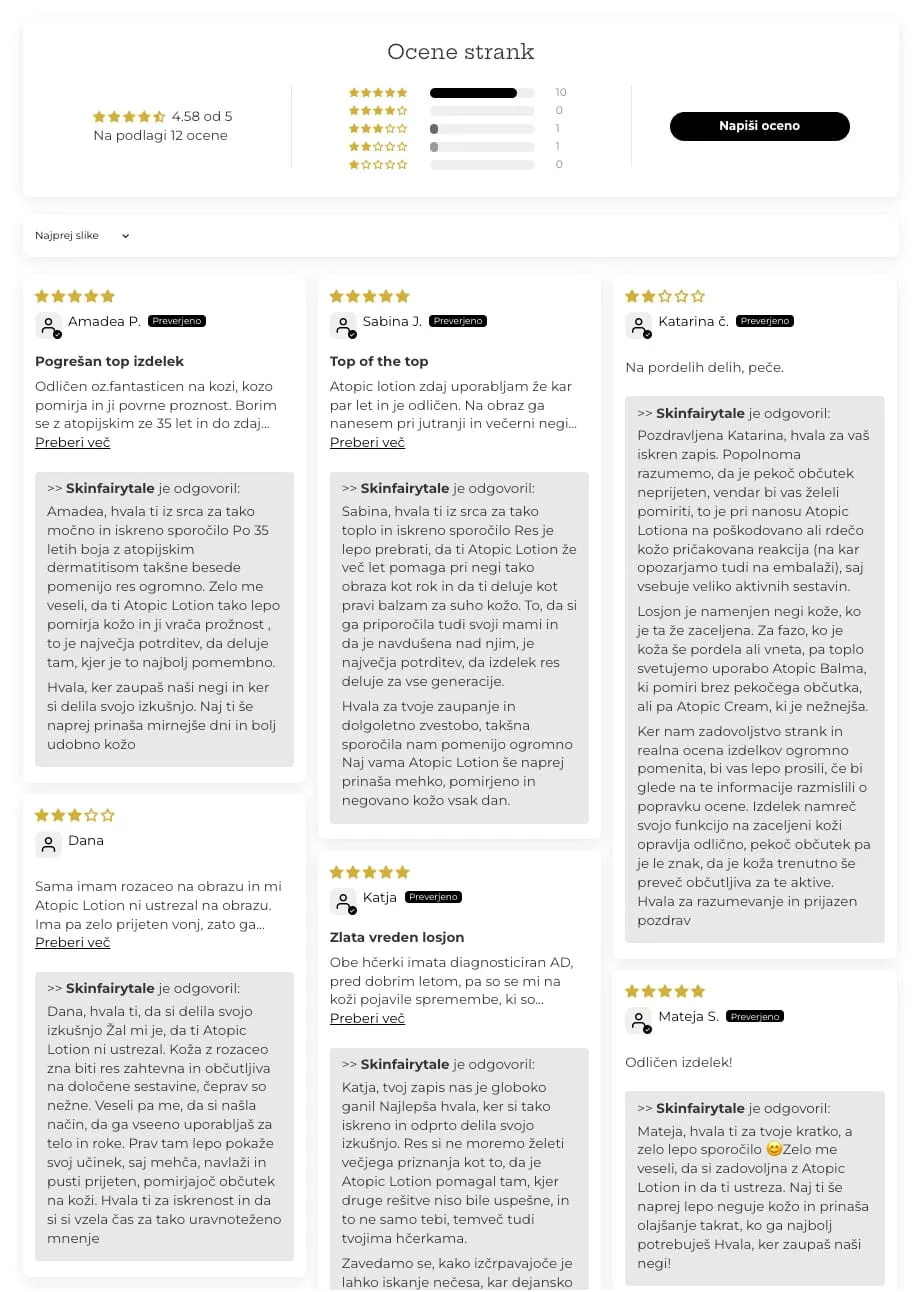 mnenja strank v spletni trgovini