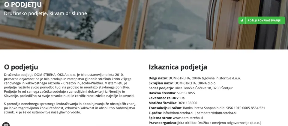 Vsebina o nas na spletni strani