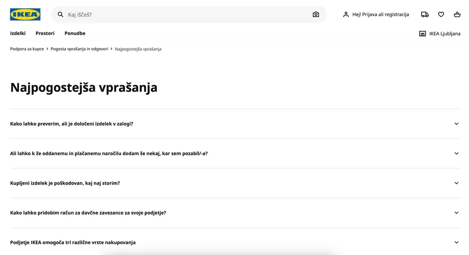pogosta vprašanja v spletni trgovini