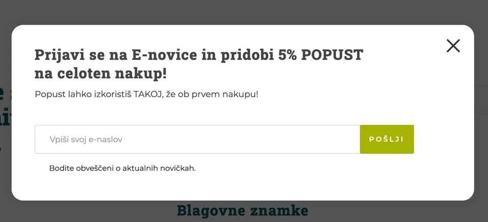 prijava na e-novice s popustom
