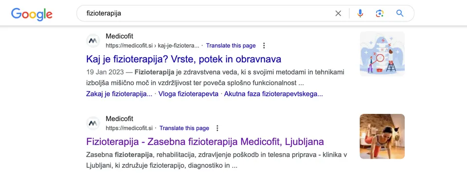 medicofit prva stran googla