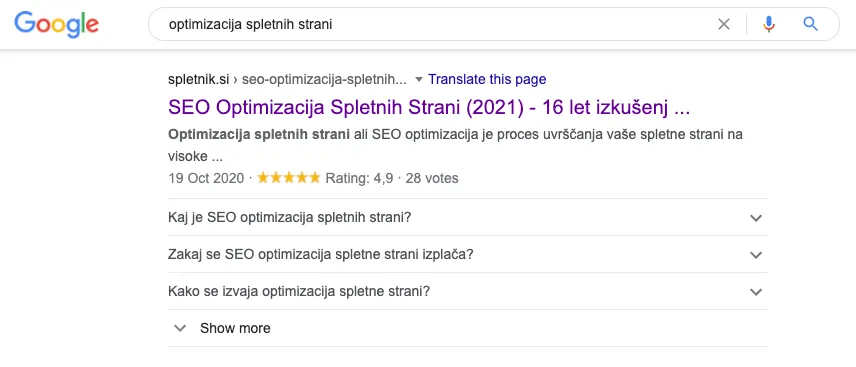 Rezultat iskanja za besedo "optimizacija spletnih strani" Rezultat iskanja za ključno besedo "optimizacija spletnih strani"