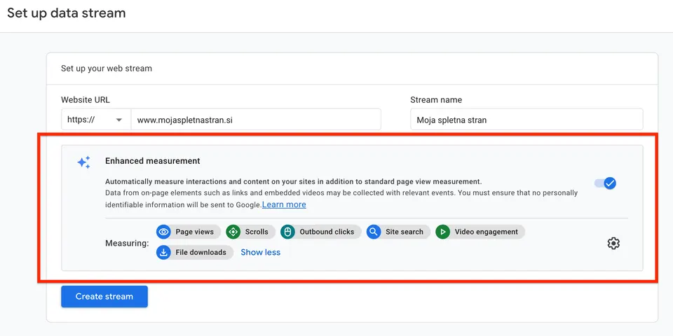 Google Analitika 4 nastavitve