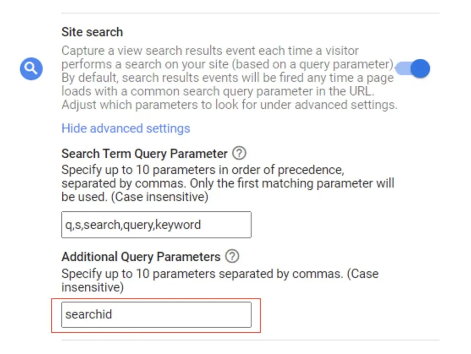 Site Search Gogole analitika 4