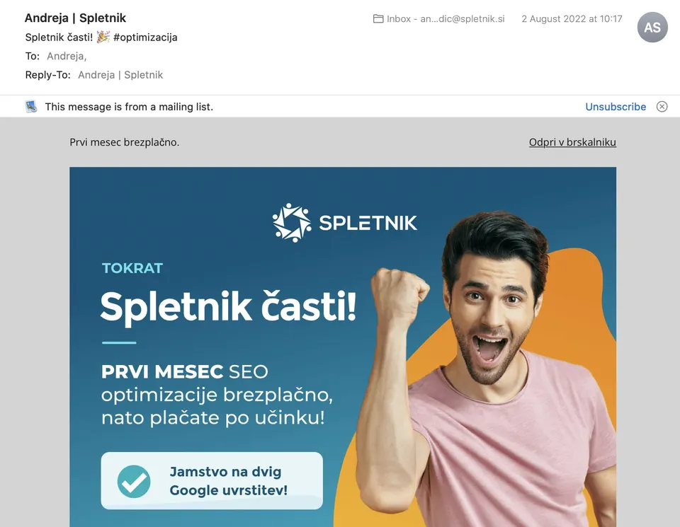 Dober naslov e-mail sporočila