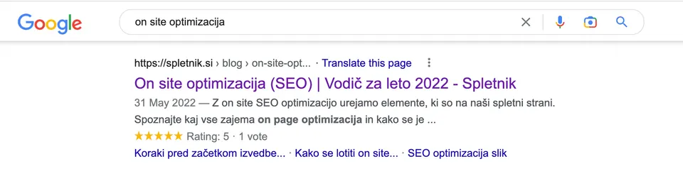 Primer meta naslov in opisa