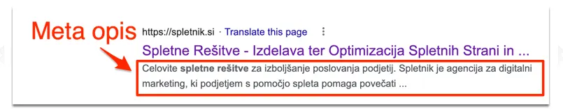 Meta opis - primer