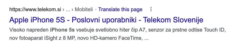 tehnični meta opis