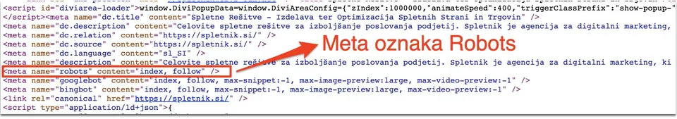 meta oznaka robots