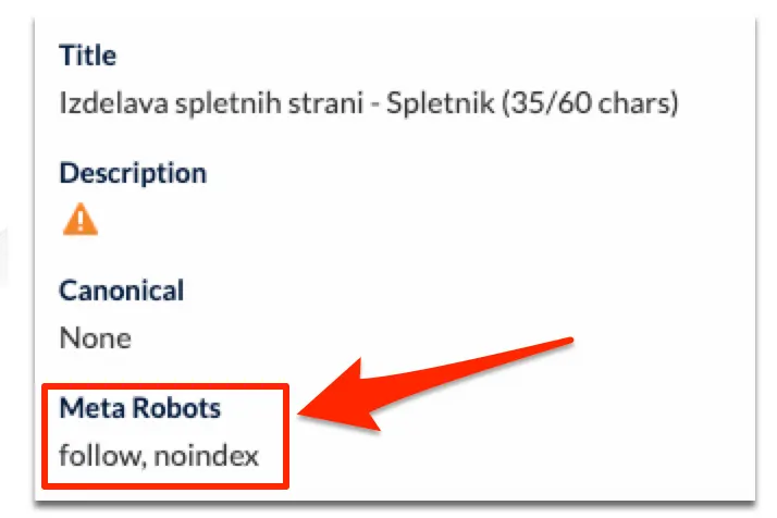 primer kategorije v noindex