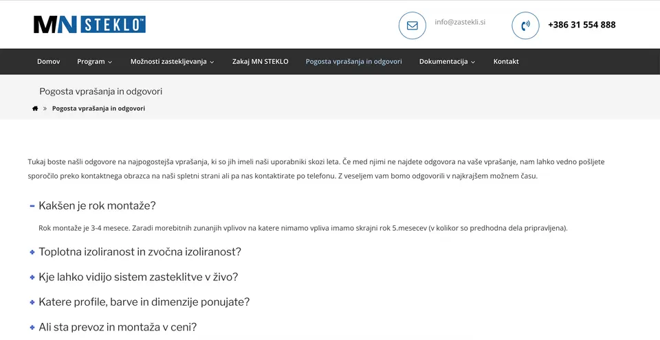 pogosta vprašanja na spletni strani