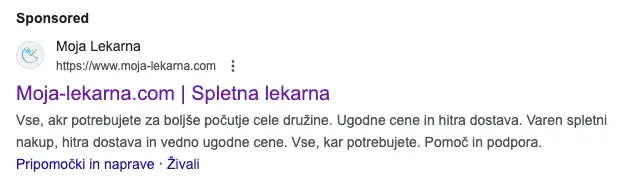 google oglas moja lekarna