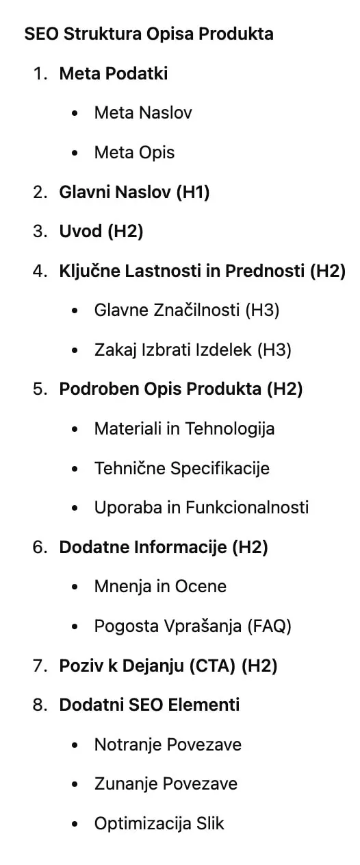 seo struktura opis produkta