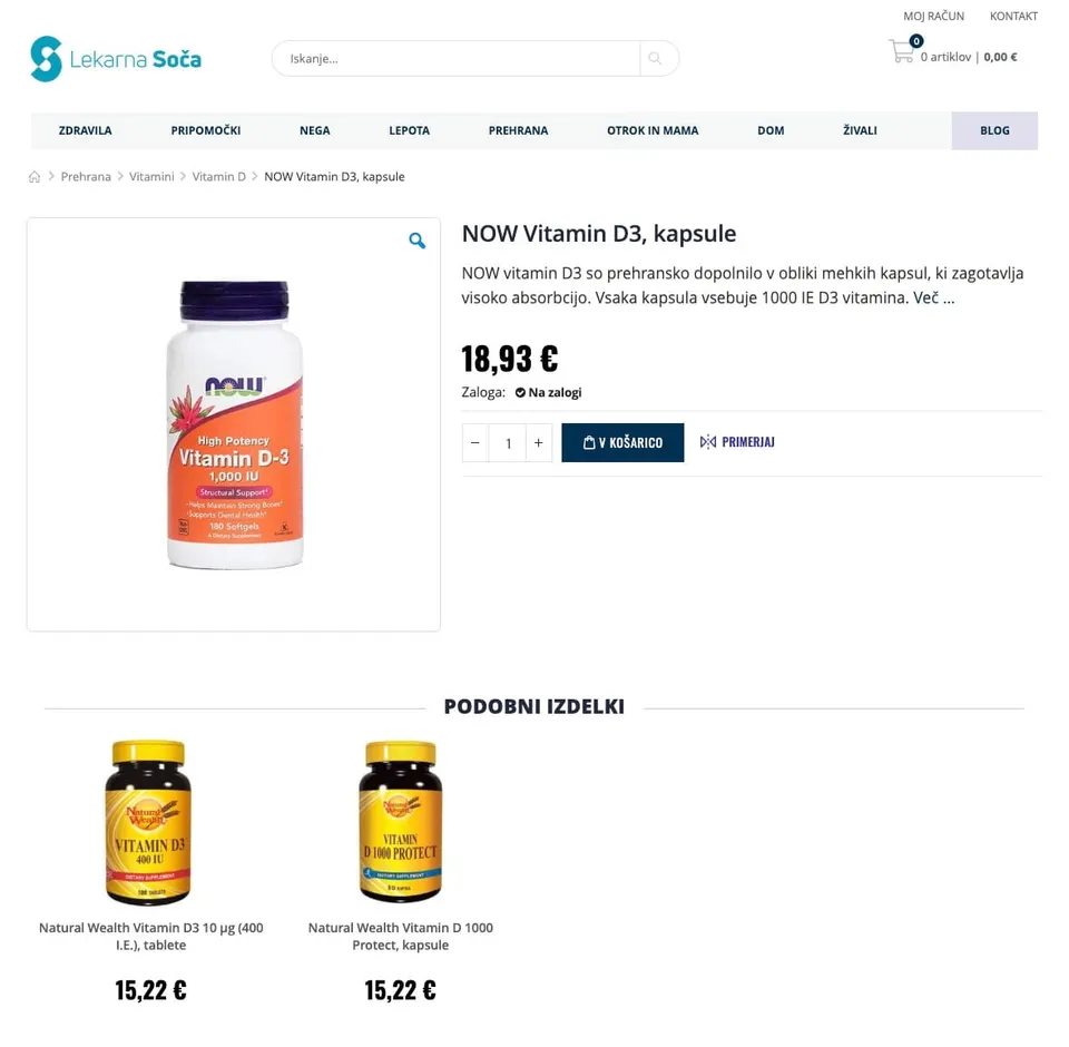 slaba produktna stran spletna trgovina