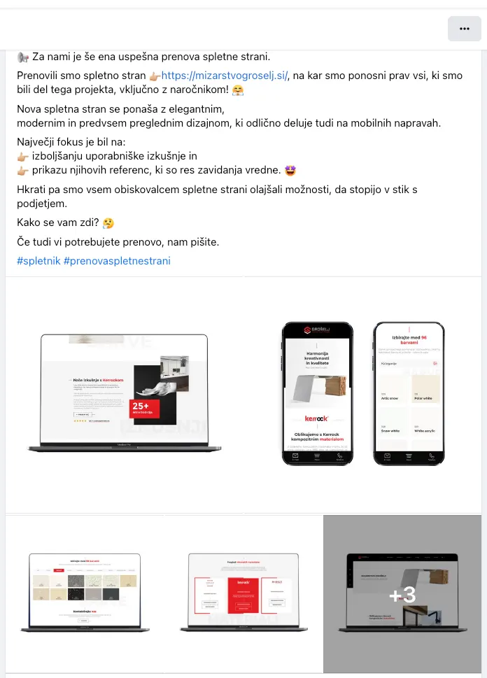 Privlačna objava na socialnem omrežju Facebook