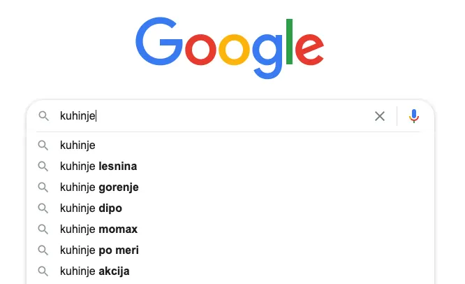 Google iskalnik predlaga prave ključne besede