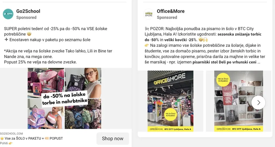 oglasi za prvi šolski dan 