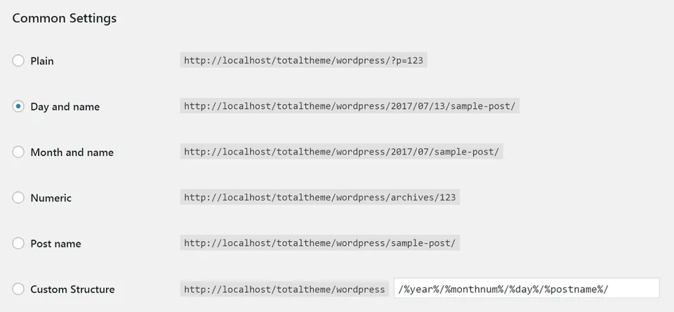 wordpress nastavitve URL naslova