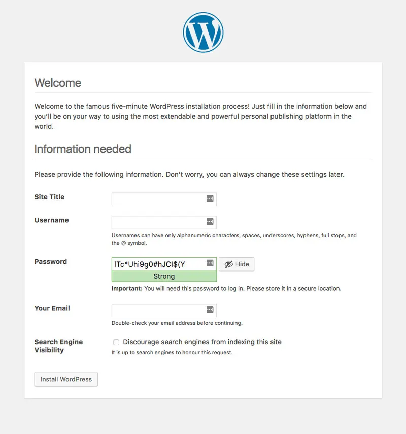 Namestitev WordPress