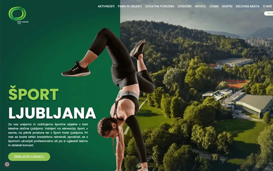 Šport Ljubljana: posnetek spletne strani